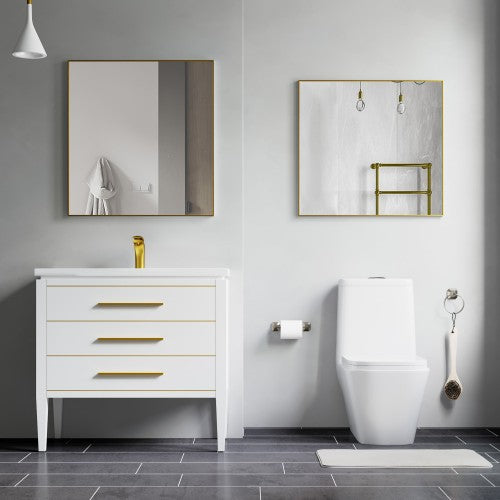 Brushed Brass Aluminum & Glass Bathroom Mirror 4