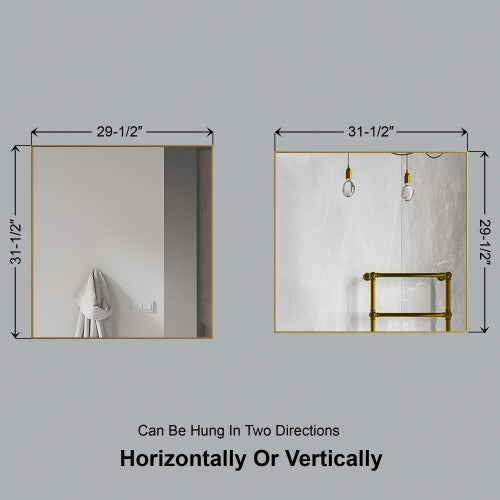 Brushed Brass Aluminum & Glass Bathroom Mirror 6