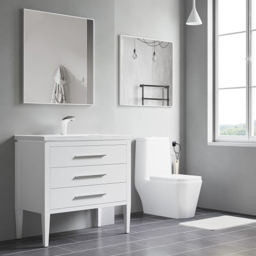 Matt White Aluminum & Glass Bathroom Mirror 5