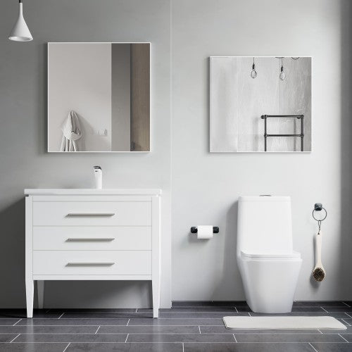 Matt White Aluminum & Glass Bathroom Mirror 4