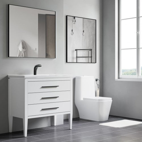 Black Aluminum & Glass Bathroom Mirror 5