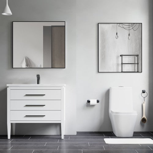 Black Aluminum & Glass Bathroom Mirror 4