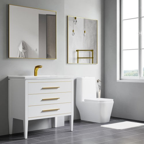 Brushed Brass Aluminum & Glass Bathroom Mirror 5