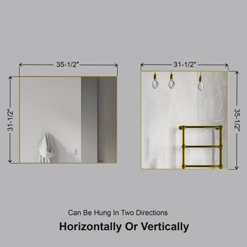 Brushed Brass Aluminum & Glass Bathroom Mirror 6