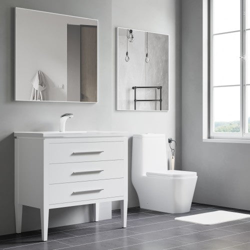 Matt White Aluminum & Glass Bathroom Mirror 5