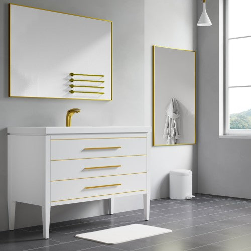 Brushed Brass Aluminum & Glass Bathroom Mirror 5