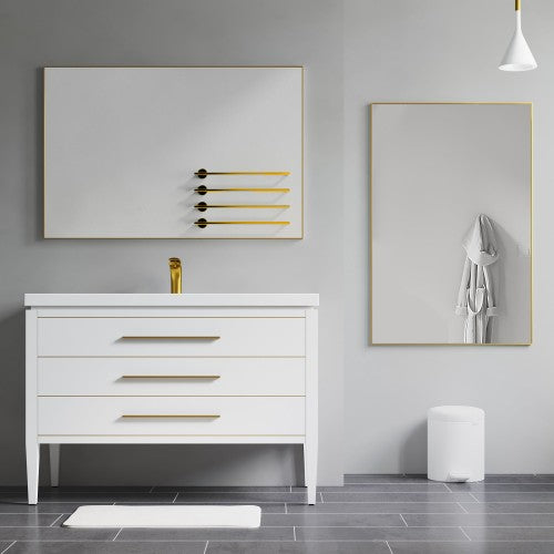 Brushed Brass Aluminum & Glass Bathroom Mirror 4