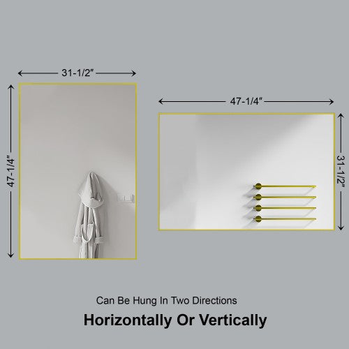 Brushed Brass Aluminum & Glass Bathroom Mirror 6