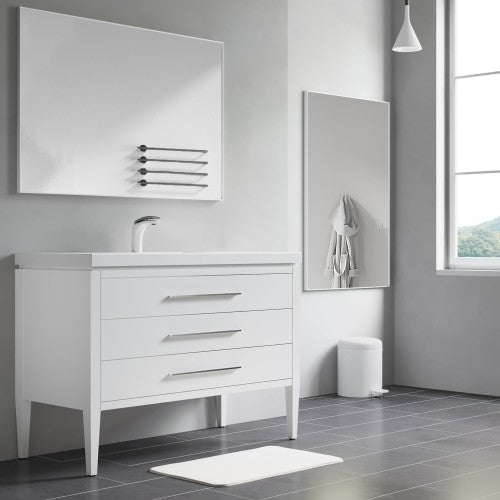 Matt White Aluminum & Glass Bathroom Mirror 5