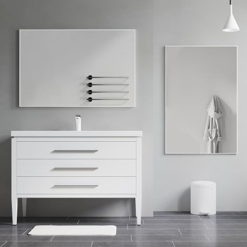 Matt White Aluminum & Glass Bathroom Mirror 4