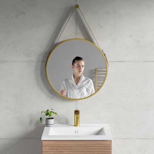 Gold Aluminum Aluminum & Glass Bathroom Mirror 6