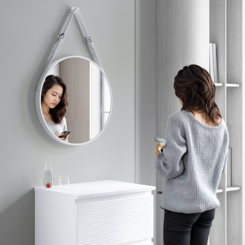 White Aluminum Aluminum & Glass Bathroom Mirror 6