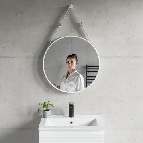 White Aluminum Aluminum & Glass Bathroom Mirror 4