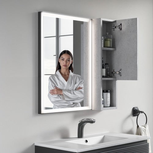 Cement Grey Wood Bathroom Cabinet 5