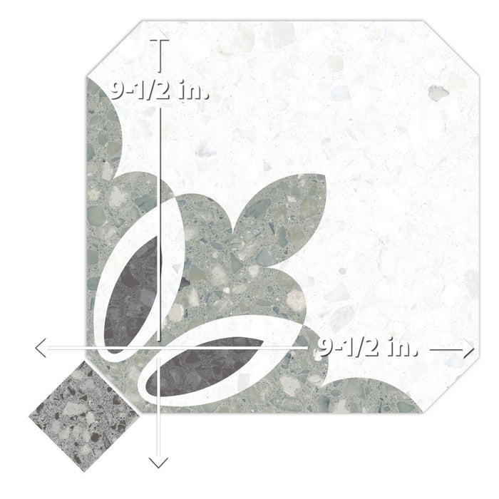Riviera Porcelain Octagon Verde with Taco Nero Tile Matte 8