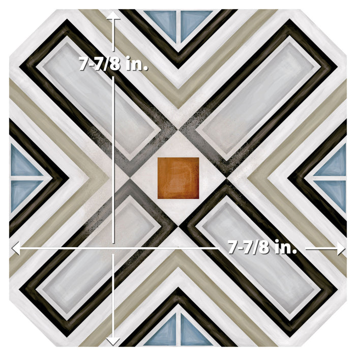 Vaudeville Porcelain Octagon Deco Ritter Tile Matte 7