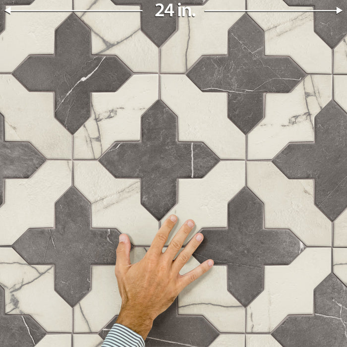 Istanbul Porcelain Templar Shield Day with Night Cross Tile Mixed 8