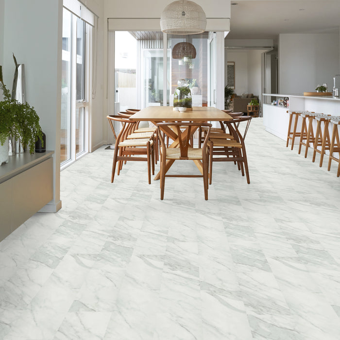 Obelisk Glue DN Carrara White Flexible Resilient Luxury Vinyl Plank Flooring - ExoGuard+
