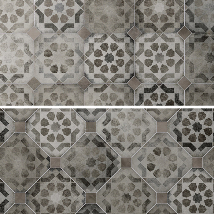 Laverton Porcelain Octagon Deco Sombra with Grafito Tile Matte 7
