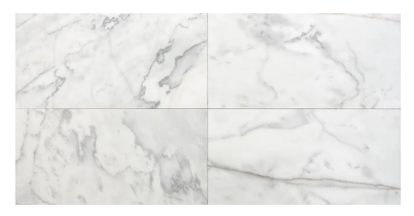 Treviluci White Marble Tile - 12" x 24" Brushed