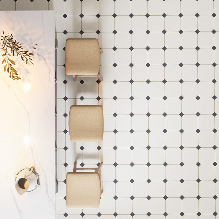 Vaudeville Porcelain Octagon Nacar with Taco Antracita Tile Matte 2