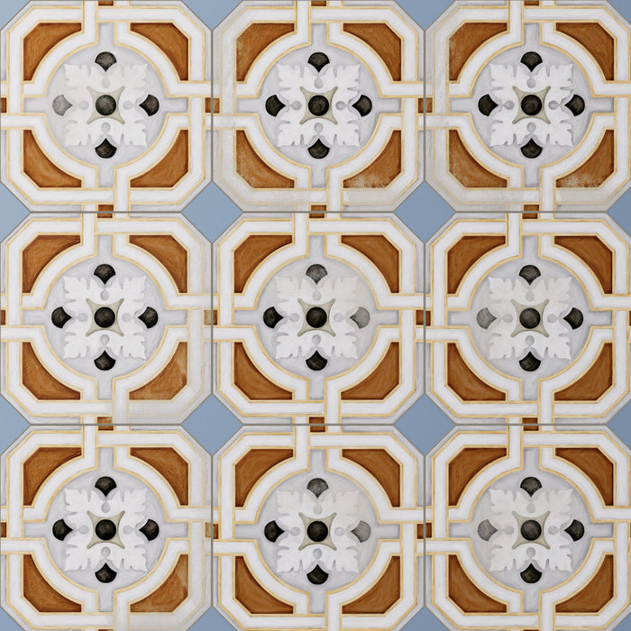Vaudeville Porcelain Octagon Deco Zimer with Taco Azzuro Tile Matte 1