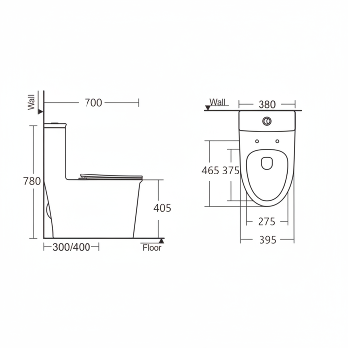 Iflush One Piece Toilet White Ceramic Toilet - White 2