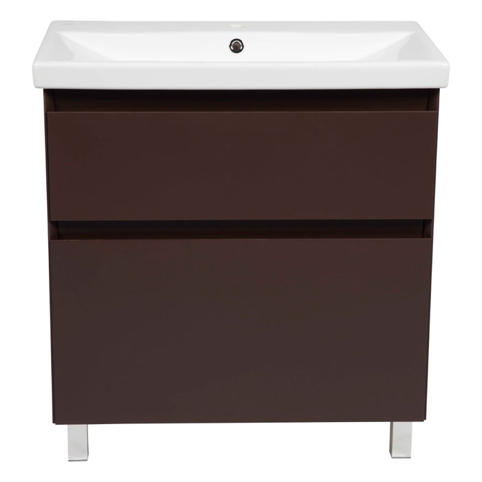 Elit Wood Brown Matte Bathroom Vanity Brown Matte 2