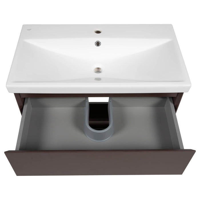 Elit Wood Brown Matte Bathroom Vanity Brown Matte 3