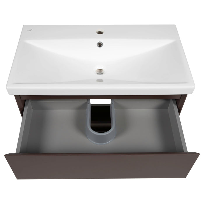 Elit Wood Brown Matte Bathroom Vanity Brown Matte 3