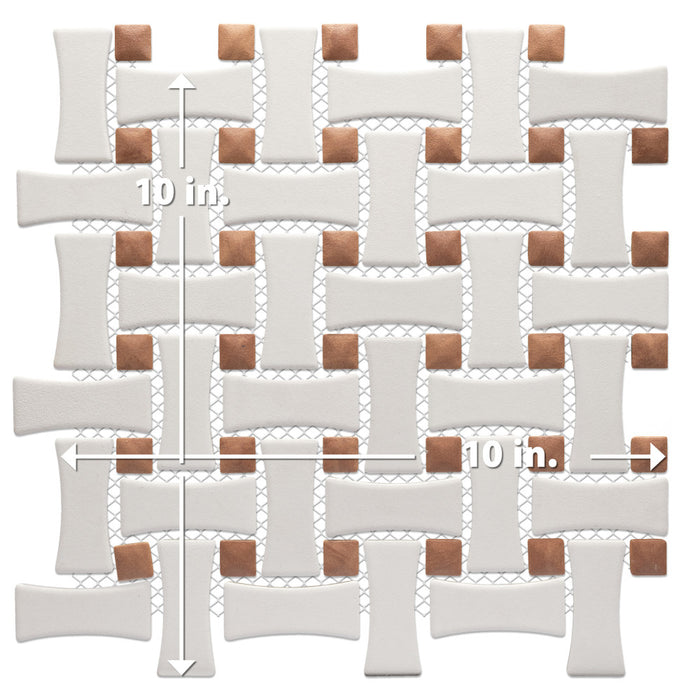 Sentier Porcelain des Cotto Dot with White Dog Bone Bsktwv Mosaic Satin 6