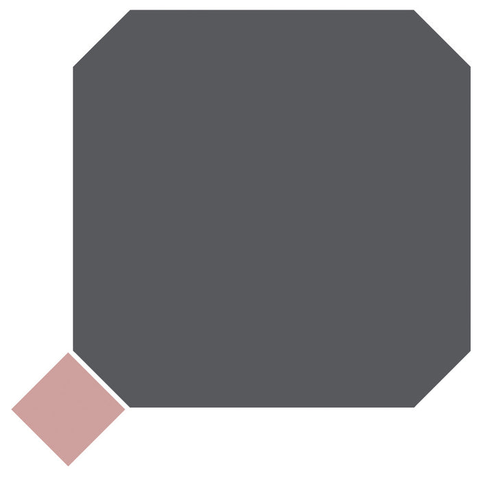 Vaudeville Porcelain Octagon Antracita with Taco Pink Tile Matte 3