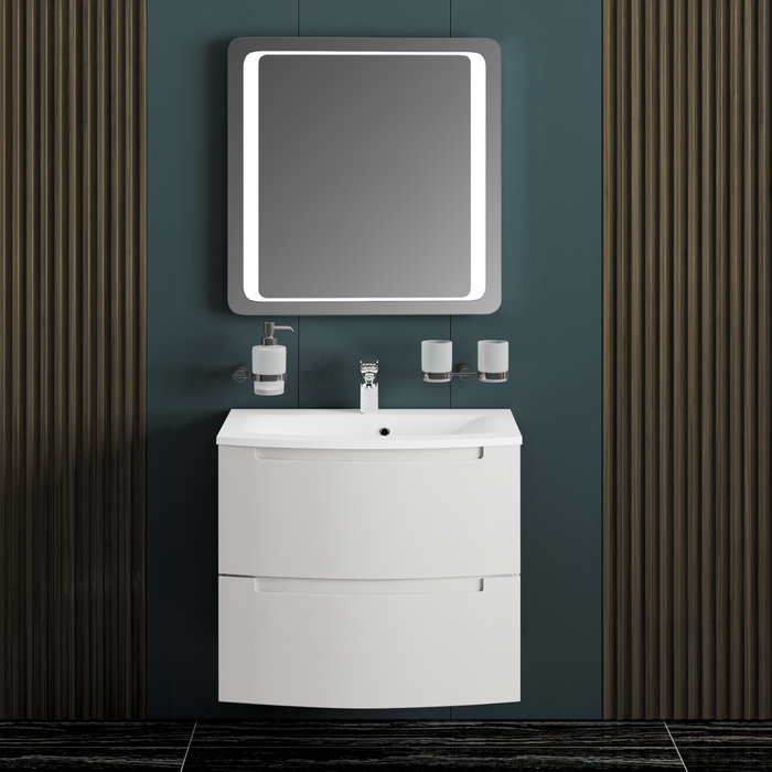 Delux Wood White Glossy Bathroom Vanity White Glossy 2