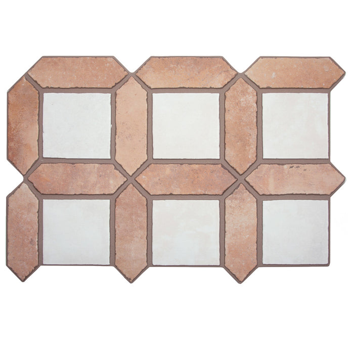 Picket Porcelain Arenta Clay with White Square Tile Matte 3
