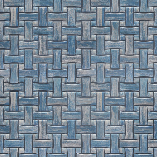 Cassis Porcelain Dog Bone Basketweave Blue w/ Blue Dot Mosaic Satin 1