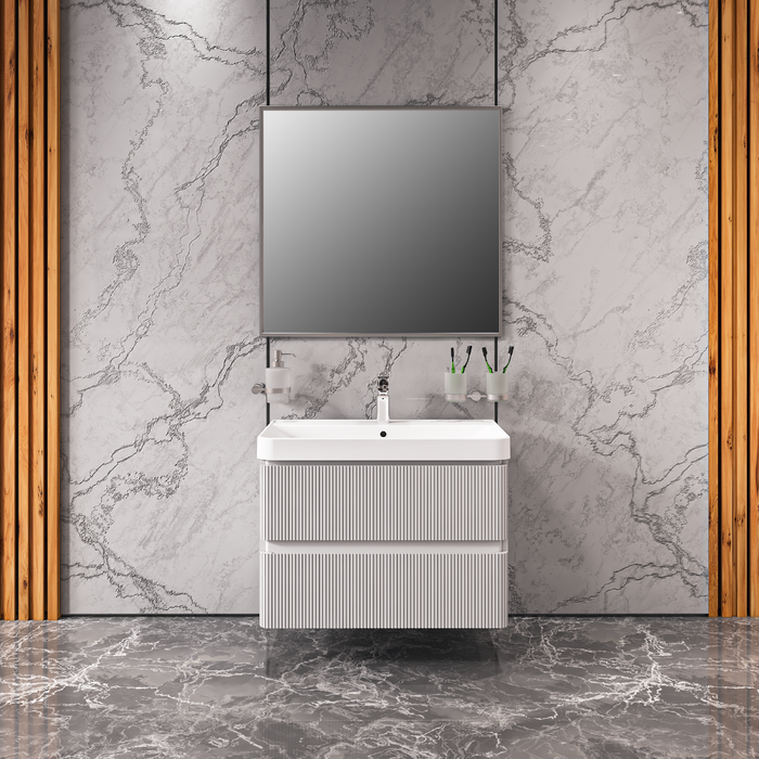 Luxury Wood White Matte Bathroom Vanity White Matte 2