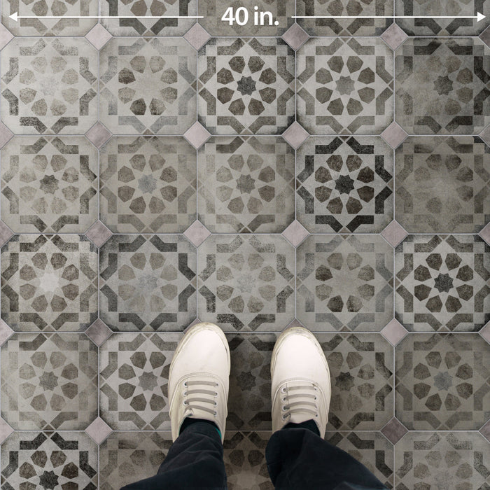 Laverton Porcelain Octagon Deco Sombra with Taco Gris Tile Matte 8