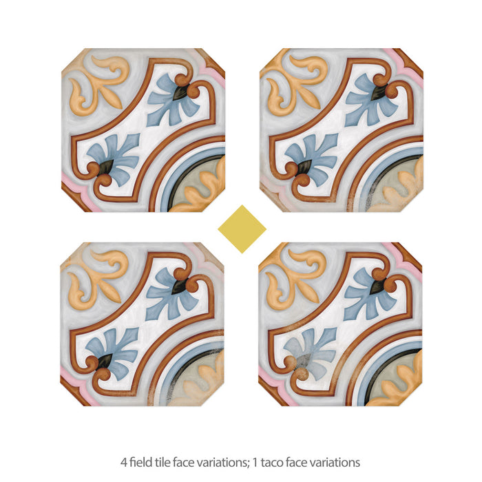 Vaudeville Porcelain Octagon Deco Diglas with Taco Lima Tile Matte 4
