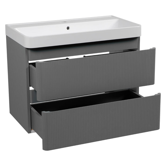 Luxury Wood Gray Matte Bathroom Vanity Gray Matte 3