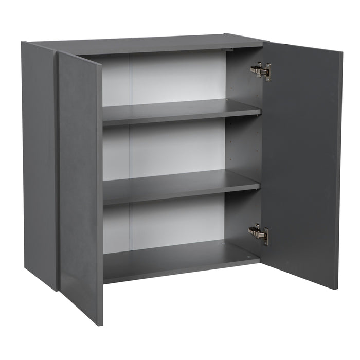 Wallkitchens Wood Grey Glossy Wall Cabinet Grey Glossy 2