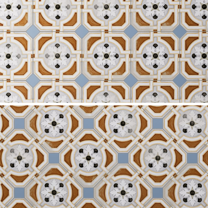 Vaudeville Porcelain Octagon Deco Zimer with Taco Azzuro Tile Matte 7