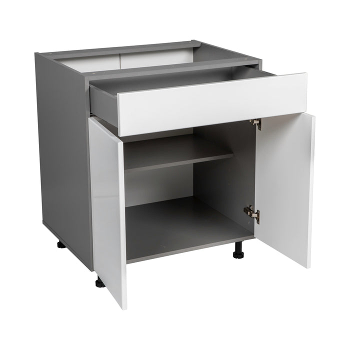 Wallkitchens Wood White Glossy Base Cabinet White Glossy 2