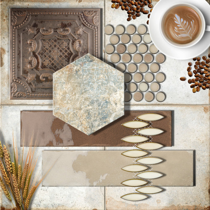 Tivoli Porcelain Hex Tapestry Tile Matte 9
