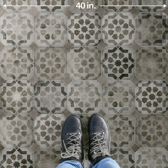 Laverton Porcelain Octagon Deco Sombra with Grafito Tile Matte 8