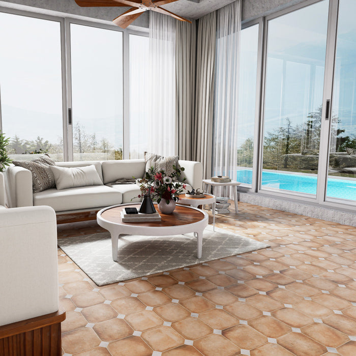 Laverton Porcelain Octagon Natural with Taco Gris Tile Matte 2