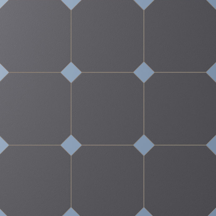 Vaudeville Porcelain Octagon Antracita with Taco Azzuro Tile Matte 1