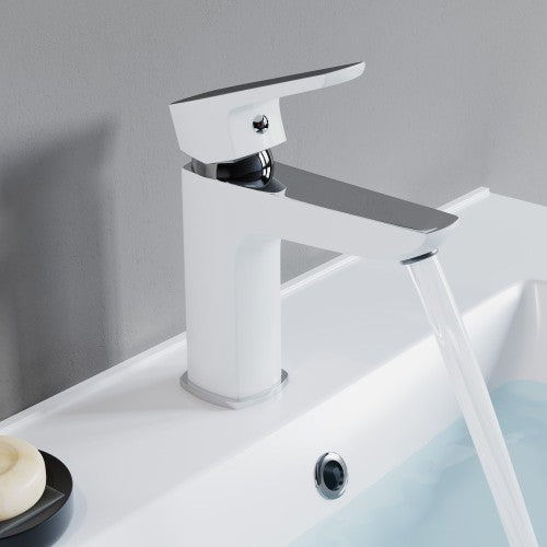 Chrome / White Brass Bathroom Faucet 1