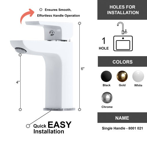 Chrome / White Brass Bathroom Faucet 6