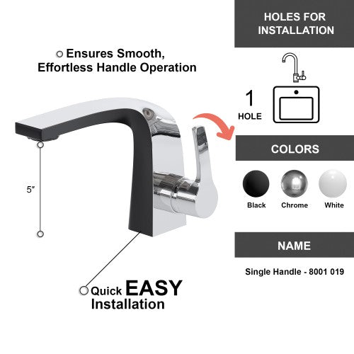 Chrome / Black Brass Bathroom Faucet 3