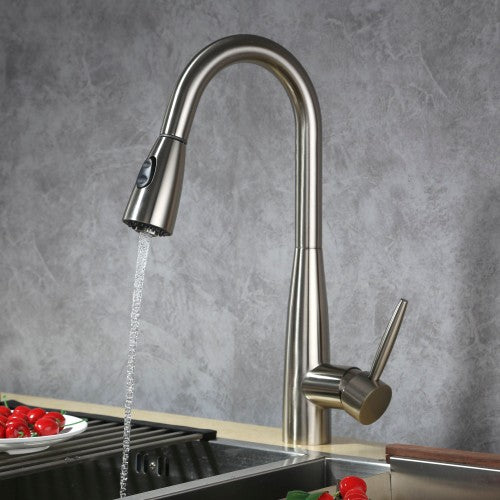 Brushed Nickel Brass Kitchen Faucet 4